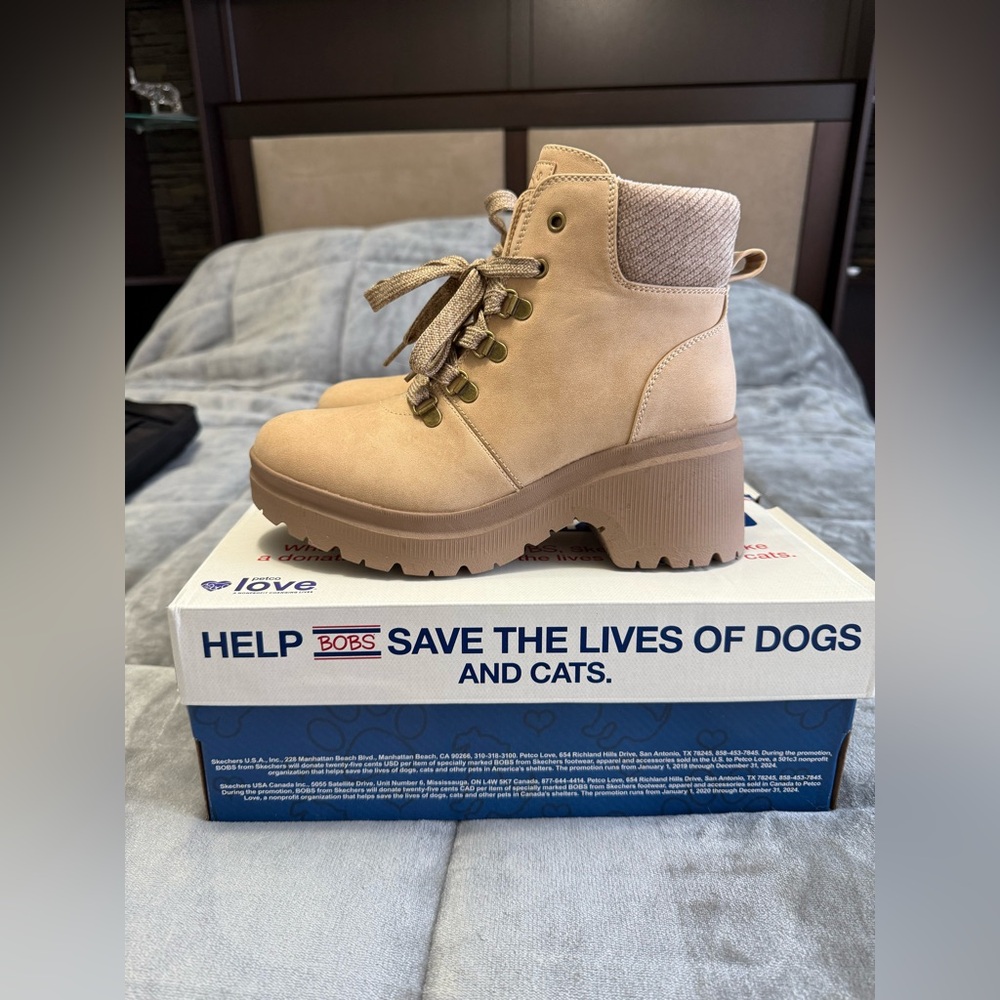 Tan Lace-Up Ankle Boots